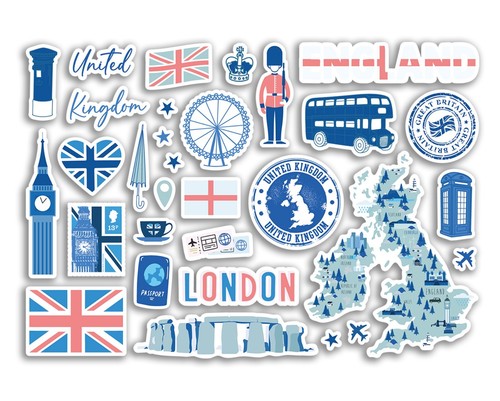 Sticker sheet blue england - a5,